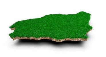 saudi-arabien karte boden land geologie querschnitt mit grünem gras und felsen bodentextur 3d illustration foto