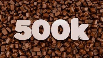 500k 3D-Text auf Schokoladenstücken Hintergrund 3D-Illustration foto
