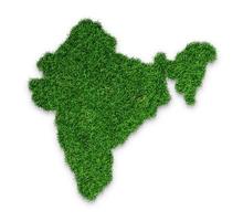 detaillierte indien-karte draufsicht mit grünem gras 3d-illustration foto