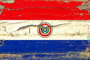 3D-Flagge von Paraguay auf Holz foto