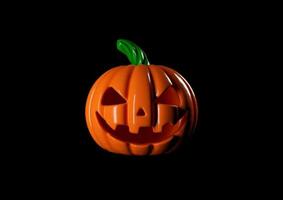 Herbst-Halloween-Kürbis 3D-Darstellung auf schwarzem Hintergrund. foto