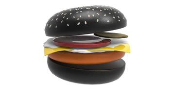 3D-Darstellung von leckerem Burger und Hot Dog foto