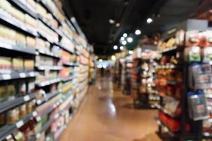 abstrakter Unschärfe-Supermarkt-Ganghintergrund foto