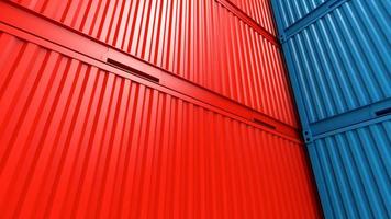 Stapel Container Box Hintergrund, Frachtschiff für Import-Export-Geschäft, 3D-Rendering foto