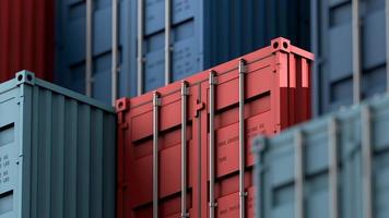 Containerstapel, Frachtfrachtschiff für Import-Export-Logistik foto