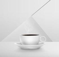 tasse schwarzen kaffee im weißen innenraum. 3D-Rendering foto