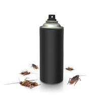 Spray, Insektizid und Kakerlake isoliert auf weißem Hintergrund foto