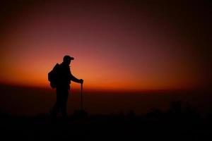 Wanderer mit Rucksack foto