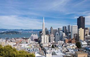 Skyline von San Francisco bei Tag (Weitwinkel) foto