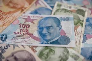 verschiedene türkische Lira-Banknoten foto