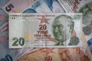 verschiedene türkische Lira-Banknoten foto