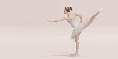 balletttänzerin weibliches modell tanzen auf pastellfarbe szene 3d illustration foto
