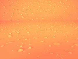 defokussieren verschwommene Wassertropfen auf orangefarbenem Hintergrund. Wassertropfen führen den Hintergrund einzeln auf. wasserspritzer, wassersprayhintergrund. ruhiger orangefarbener Hintergrund mit Wassertropfen. foto