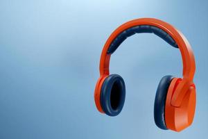 Orange klassische drahtlose Kopfhörer isolierte 3D-Darstellung. Abbildung des Kopfhörersymbols. Audiotechnik. foto