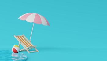 3D-Darstellung von abstraktem, minimalem Hintergrund zum Zeigen von Produkten oder kosmetischen Präsentationen mit sommerlicher Strandszene. Sommerzeit Saison foto