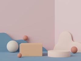 3D-Rendering einer minimalen Szene aus weißem, leerem Podium mit Farbthema Erdtöne. ausstellungsstand für produktpräsentationsmodelle und kosmetische werbung. foto