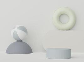 3D-Podeststand für Produktpräsentation mit Sommerkonzept. Sockelplattform für Kosmetikwerbung. foto