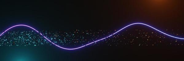 3D-Darstellung von RGB-Neonlicht auf dunklem Hintergrund. abstrakte laserlinien zeigen sich nachts. UV-Spektrum-Strahlszene foto