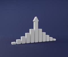 weißer Treppenstufen-Wachstumsgraph Weg zum Erfolg 3D-Darstellung foto