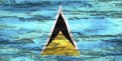 3d-illustration einer st. lucia-flagge - realistische wehende stoffflagge foto