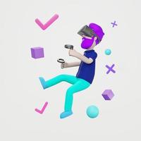 3D-Mann mit Virtual-Reality-Headset Metaverse foto