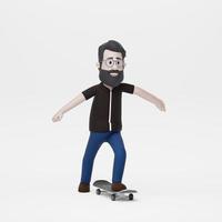 3D-Mann, der selbst Skateboard spielt foto