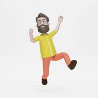 3D-Mann springt glücklich Überraschungsleistung foto