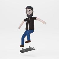 3D-Mann, der professionell Skateboard spielt foto