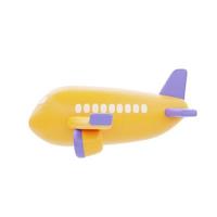 gelbes Flugzeug isoliert auf hellem Hintergrund, Urlaub, Reisezeit, 3D-Rendering foto