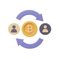 online-konzept für kryptowährungsaustausch mit bitcoin-münzen, blockchain-technologiediensten, minimalem style.3d-rendering. foto