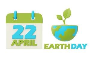 happy earth day mit weltkugel, weltumwelttag, 3d-rendering. foto