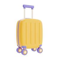 Gelber Koffer isoliert auf hellem Hintergrund, Urlaub, Reisezeit, 3D-Rendering foto