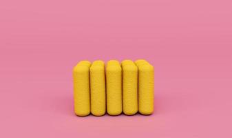 Hot-Dog-Wurst 3D-Render auf rosa Hintergrund foto