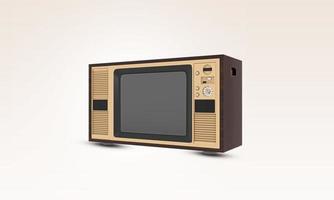 Retro alter Vintage-Fernseher. altes modell farbfernseher. Klassischer alter Fernseher im Retro-Stil mit ausgeschnittenem Bildschirm. ein alter fernseher mit einem monochromen kinescope auf weißem hintergrund. Fernseher aus Holz. 3D-Darstellung. foto