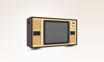 Retro alter Vintage-Fernseher. altes modell farbfernseher. Klassischer alter Fernseher im Retro-Stil mit ausgeschnittenem Bildschirm. ein alter fernseher mit einem monochromen kinescope auf weißem hintergrund. Fernseher aus Holz. 3D-Darstellung. foto