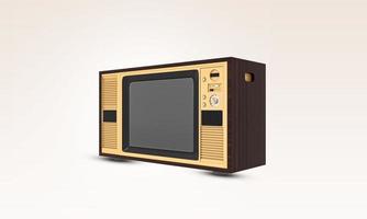 Retro alter Vintage-Fernseher. altes modell farbfernseher. Klassischer alter Fernseher im Retro-Stil mit ausgeschnittenem Bildschirm. ein alter fernseher mit einem monochromen kinescope auf weißem hintergrund. Fernseher aus Holz. 3D-Darstellung. foto