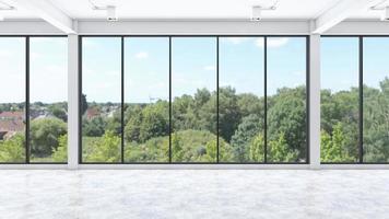 Loft leerer Raum mit Rahmenfenster und Betonboden. 3D-Rendering foto