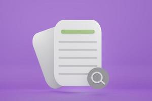 3D-Darstellung von minimalen Checklistendetails oder Notizbuch mit leerem Kontrollkästchen auf violettem Hintergrund. foto