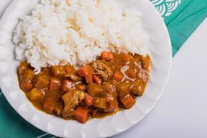 Kurobuta-Schweinefleisch-Curry-Reis, japanisches Essen foto