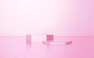 3D-Rendering von rosa abstrakten geometrischen Pastellhintergrund. romantisches Konzept. szene für werbung, technologie, schaufenster, banner, kosmetikwerbung, mode, business, banner. Illustration. Warenpräsentation foto