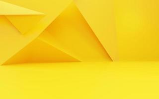 3D-Rendering von leerem Gelbgold abstrakten geometrischen minimalen Konzepthintergrund. szene für werbung, kosmetik, showroom, banner, mode, technik, business. Illustration. Warenpräsentation foto