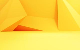 3D-Darstellung eines leeren gelb-orangeen abstrakten geometrischen minimalen Konzepthintergrunds. szene für werbung, kosmetik, showroom, banner, mode, technik, business. Illustration. Warenpräsentation foto