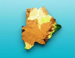 botswana-karte schattierte relieffarbe höhenkarte auf dem meerblauen hintergrund 3d-illustration foto
