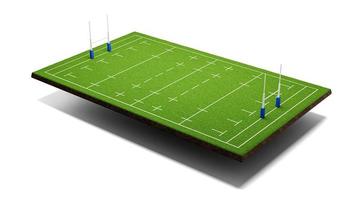 Rugby-Bodenquerschnitt mit grüner Rasenfläche 3D-Darstellung foto