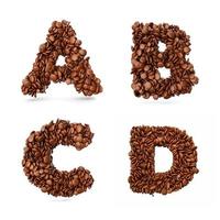 Buchstabe ABC aus mit Schokolade überzogenen Bohnen Pralinen Alphabet 3D-Illustration foto