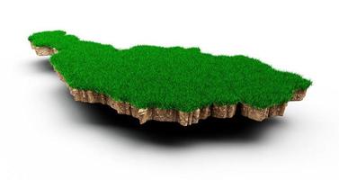 österreich karte boden land geologie querschnitt mit grünem gras und felsen bodentextur 3d illustration foto