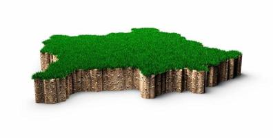 kosovo karte boden land geologie querschnitt mit grünem gras und felsen bodentextur 3d illustration foto