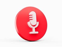 Podcast- oder Radio-Logo-Design-Mikrofon auf rotem Symbol 3D-Illustration foto