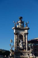 Plaza de Espana Brunnen mit Nationalpalast im Hintergrund, Barcelona, Katalonien, Spanien, Europa foto