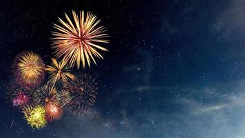 Feuerwerk mit verschwommenem Hintergrund der Milchstraße foto